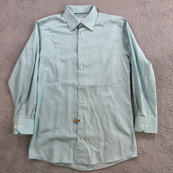 Eton Shirt Mens M 16.5 39 Blue Long Sleeve Button Up Cotton Slim Fit Dress - Picture 2 of 9